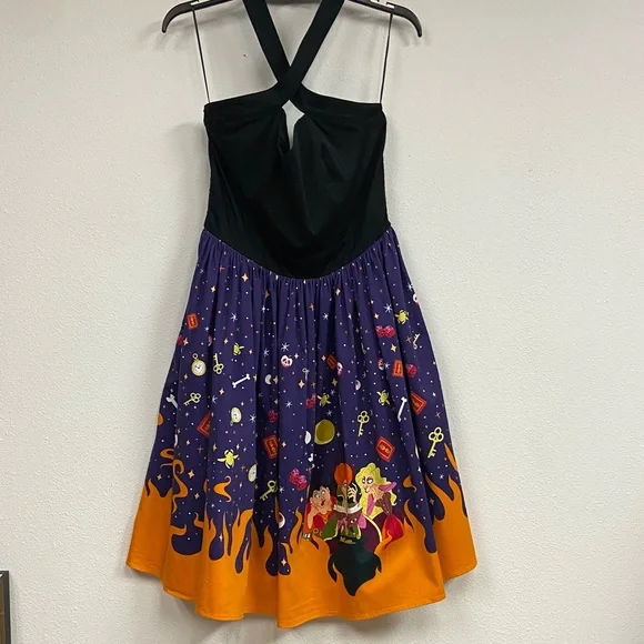 Disney Dress Shop Hocus Pocus Dress Size L tea length Halloween witches flames - Picture 6 of 13